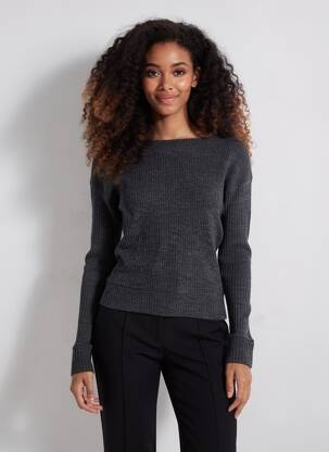 Pull tissage chiné manches longues gris PRETTY LITTLE THING femme
