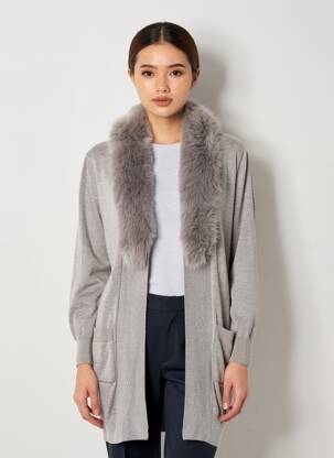 Gilet manches longues stretch gris BRUCE FIELD femme