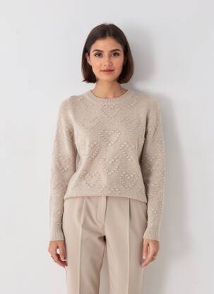 Pull tissage chiné manches longues marron H&M femme