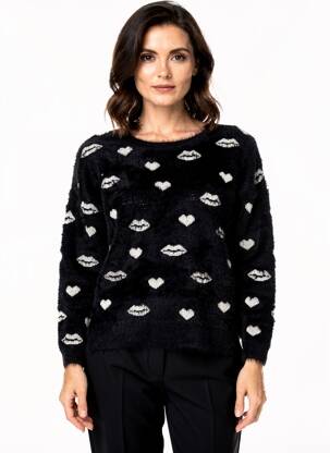 Pull col bateau manches 3/4 noir MOLLY BRACKEN femme