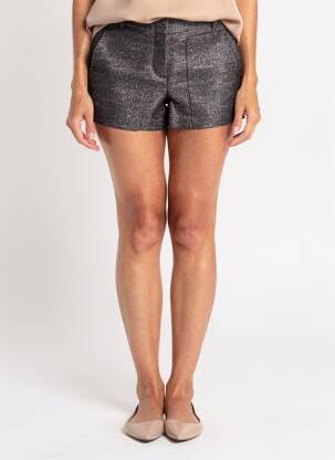Short fermeture zippée sous rabat avec crochet taille normale noir BCBGMAXAZRIA femme