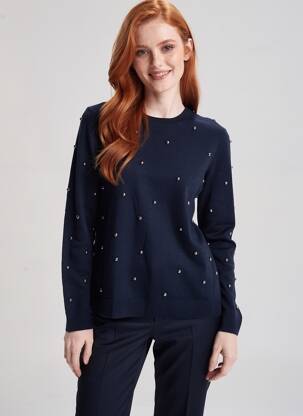 Pull resserrée sur le bas manches longues bleu THE KOOPLES femme