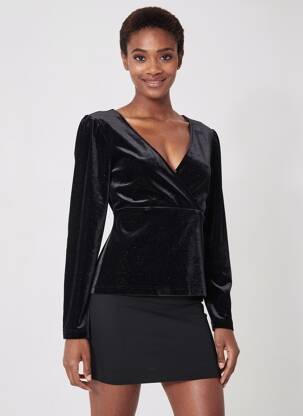Pull coupe cintrée manches longues noir ONE STEP femme