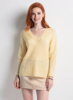 Pull coupe droite manches longues beige LES TRICOTS DE LÉA femme