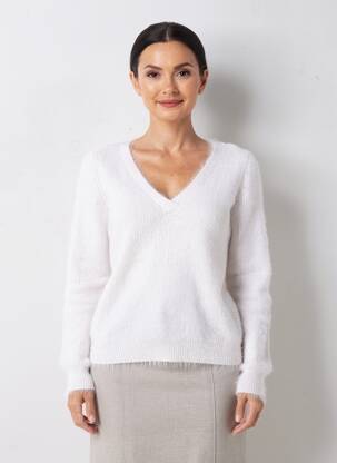 Pull coupe cintrée manches longues blanc MORGAN femme