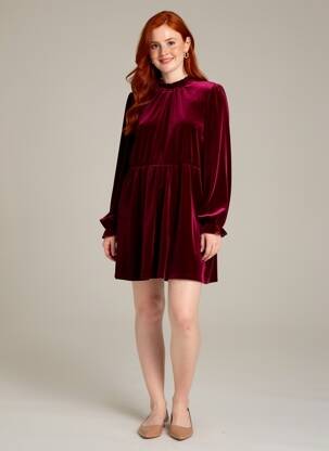 Robe courte coupe évasée manches longues rouge CUPSHE femme