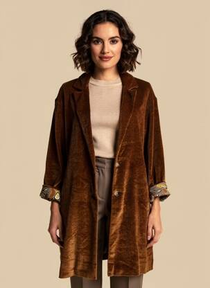 Manteau long coupe cintrée sans capuche marron STORIATIPIC femme