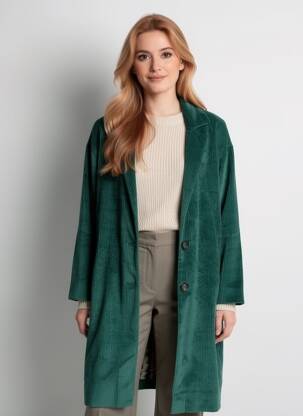 Manteau long coupe cintrée sans capuche vert STORIATIPIC femme