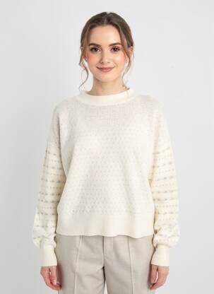 Pull coupe cintrée manches longues beige LOSAN femme