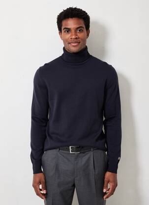 Pull col roulé manches longues manches longues bleu SERGE BLANCO homme