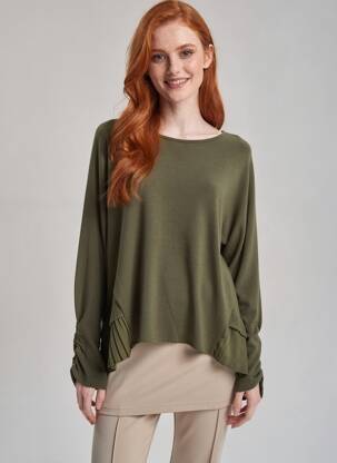 Pull coupe cintrée manches longues vert TIFFOSI femme