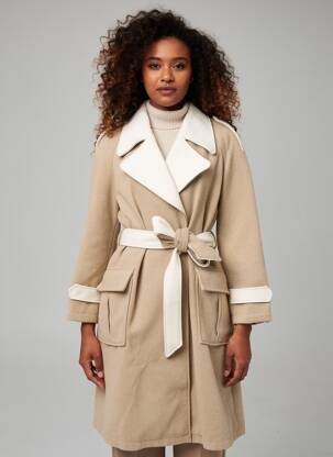 Manteau long beige VILA femme