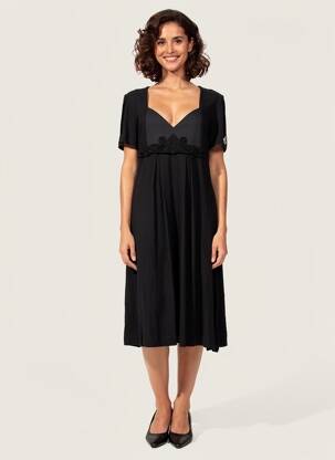 Robe mi-longue manches courtes manches courtes noir ELISA CAVALETTI femme