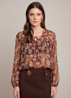 Blouse légère et transparente manches longues orange PEPE JEANS femme