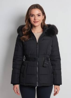 Doudoune manches longues a capuche noir REDSKINS femme