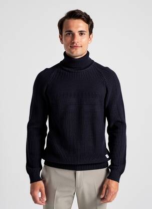 Pull col roulé stretch manches longues bleu JACK & JONES homme