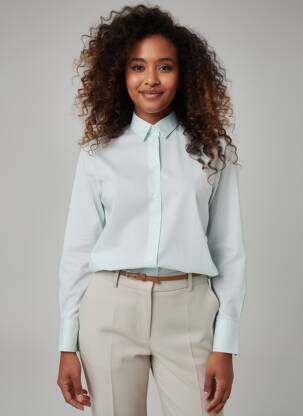 Chemisier coupe droite manches longues bleu OX'VILLE femme