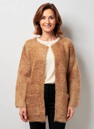 Gilet manches longues col rond marron MARBLE femme