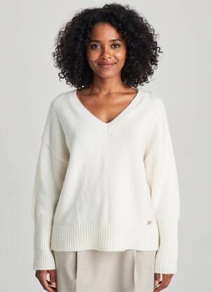 Pull col v manches longues blanc LPB LES PETITES BOMBES  femme