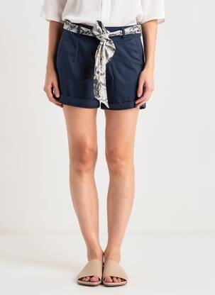 Short fermeture zippée sous rabat boutonné bleu LE TEMPS DES CERISES femme