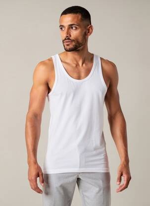 T-shirt coupe cintrée fines bretelles bleu EMINENCE homme