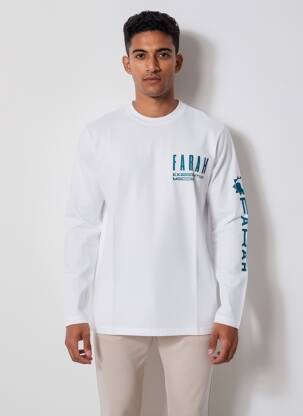 T-shirt col rond blanc FARAH homme