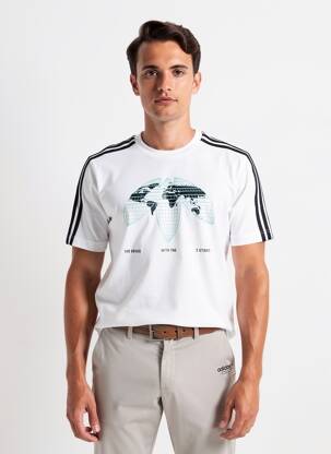 T-shirt col rond blanc ADIDAS homme