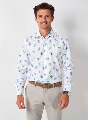 Chemise manches longues imprimé fantaisie blanc THE SURFCAR homme