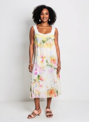 Robe mi-longue coupe fluide sans manche blanc ELISA CAVALETTI femme