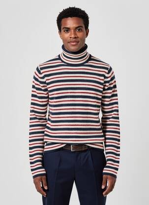 Pull col roulé coupe cintrée manches longues bleu TOMMY HILFIGER homme
