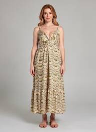 Robe longue coupe évasée fines bretelles vert MOLLY BRACKEN femme