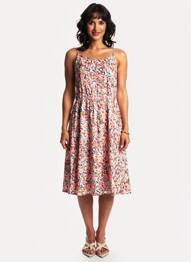 Robe mi-longue imprimé fleurs fines bretelles orange MOLLY BRACKEN femme