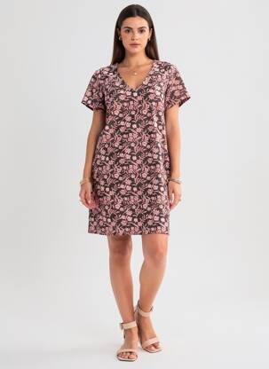Robe courte manches courtes manches courtes noir KAPORAL femme