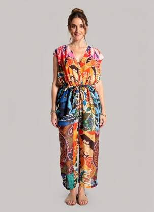 Combi-pantalon tissage crêpe sans manche noir DESIGUAL femme