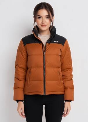 Doudoune col col montant marron SCHOTT femme