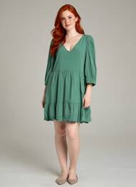 Robe courte manches 3/4 manches 3/4 vert DES PETITS HAUTS femme