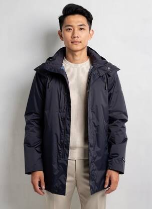 Parka col col montant bleu RAINS homme