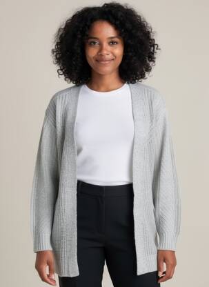 Gilet manches longues maille tricot gris LINEA TESINI femme