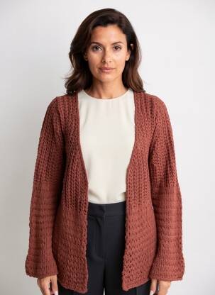 Gilet manches longues coupe cintrée marron HEINE femme