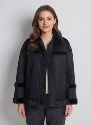 Manteau court noir NA-KD femme