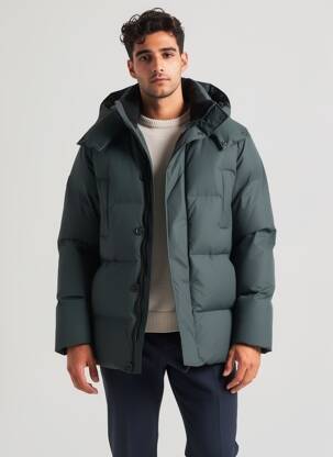 Doudoune col col montant gris RAINS homme