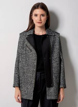 Manteau court noir IKKS femme