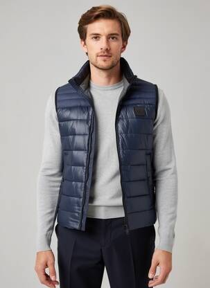 Doudoune col col montant bleu HUGO BOSS homme