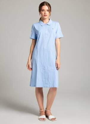 Robe mi-longue manches courtes manches courtes bleu TOMMY HILFIGER femme