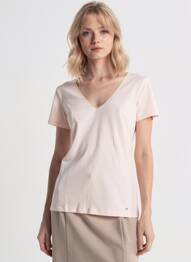 T-shirt col v manches courtes rose DES PETITS HAUTS femme