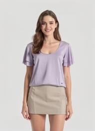 T-shirt stretch manches courtes violet LES P'TITES BOMBES femme