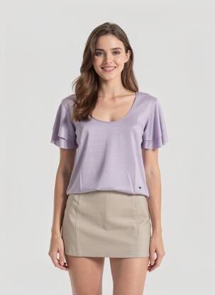 T-shirt stretch manches courtes violet LES P'TITES BOMBES femme