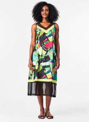 Robe mi-longue vert MALOKA femme