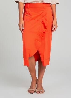 Jupe mi-longue orange MALOKA femme