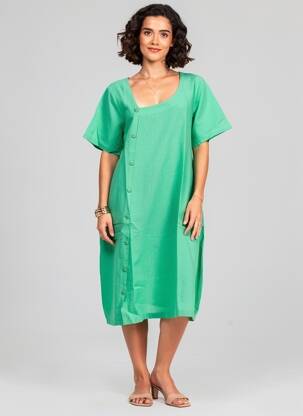 Robe mi-longue vert G!OZE femme